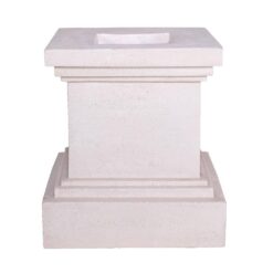 MPG 16-1/2 in. Light Aged White Square Cast Stone Fiberglass Pedestal Planter
