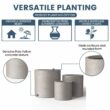 Sapcrete 10 in., 13 in., 16in. Dia Light Gray Extra Large Tall Round Concrete Plant Pot / Planter for Indoor and Outdoor Set of 3
