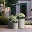 Sapcrete 10 in., 13 in., 16in. Dia Light Gray Extra Large Tall Round Concrete Plant Pot / Planter for Indoor and Outdoor Set of 3