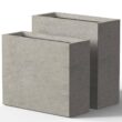 Sapcrete Modern 16 in., 24 in. High Large Tall Elongated Square Light Gray Outdoor Cement Planter Plant Pots Set of 2