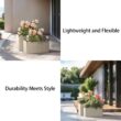 Sapcrete Modern 12 in., 16 in. High Large Tall Elongated Square Light Gray Outdoor Cement Planter Plant Pots Set of 2