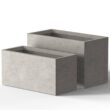 Sapcrete Modern 12 in., 16 in. High Large Tall Elongated Square Light Gray Outdoor Cement Planter Plant Pots Set of 2