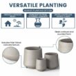 Sapcrete 15.5 in., 12 in., 8.5 in. Dia Light Gray Large Tall Round Concrete Plant Pot / Planter for Indoor and Outdoor Set of 3