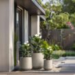 Sapcrete 15.5 in., 12 in., 8.5 in. Dia Light Gray Large Tall Round Concrete Plant Pot / Planter for Indoor and Outdoor Set of 3
