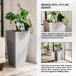 XBRAND 30 in. Tall Modern Square Planter, Tapered Floor Planter for Indoor and Outdoor, Patio Decor, Set of 2, Gray