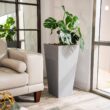 XBRAND 30 in. Tall Modern Square Planter, Tapered Floor Planter for Indoor and Outdoor, Patio Decor, Set of 2, Gray