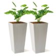 XBRAND 30 in. Tall Modern Square Planter, Tapered Floor Planter for Indoor and Outdoor, Patio Decor, Set of 2, Gray