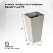 XBRAND 30 in. Tall Modern Square Planter, Tapered Floor Planter for Indoor and Outdoor, Patio Decor, Set of 2, Gray