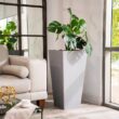 XBRAND 30 in. Tall Modern Square Planter, Tapered Floor Planter for Indoor and Outdoor, Patio Decor, Set of 2, Gray