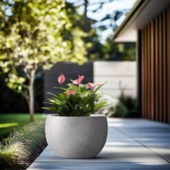 Morrava 20 in. Large Light Stone Gray Concrete Round Planter / Pot with Drainage Holes