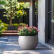 Morrava 20 in. Large Light Stone Gray Concrete Round Planter / Pot with Drainage Holes