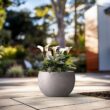 Morrava 20 in. Large Light Stone Gray Concrete Round Planter / Pot with Drainage Holes