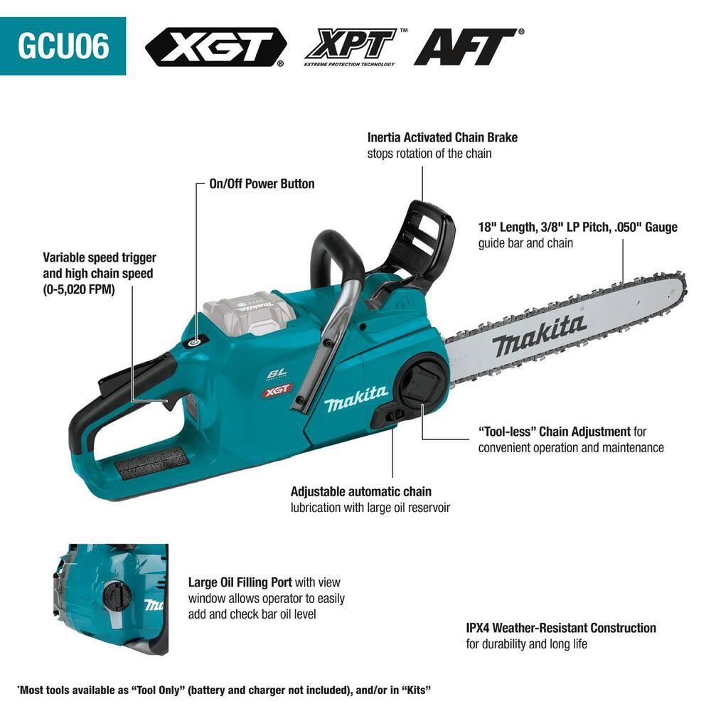 Makita XGT 18 in. 40V max Brushless Electric Battery Chainsaw (Tool Only) Makita XGT 18 in. 40V max Brushless Electric Battery Chainsaw (Tool Only) - Image 4