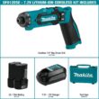 Makita DF012DSE 7.2V Lithium-Ion 1/4 in. Cordless Hex Driver-Drill Kit with Auto-Stop Clutch