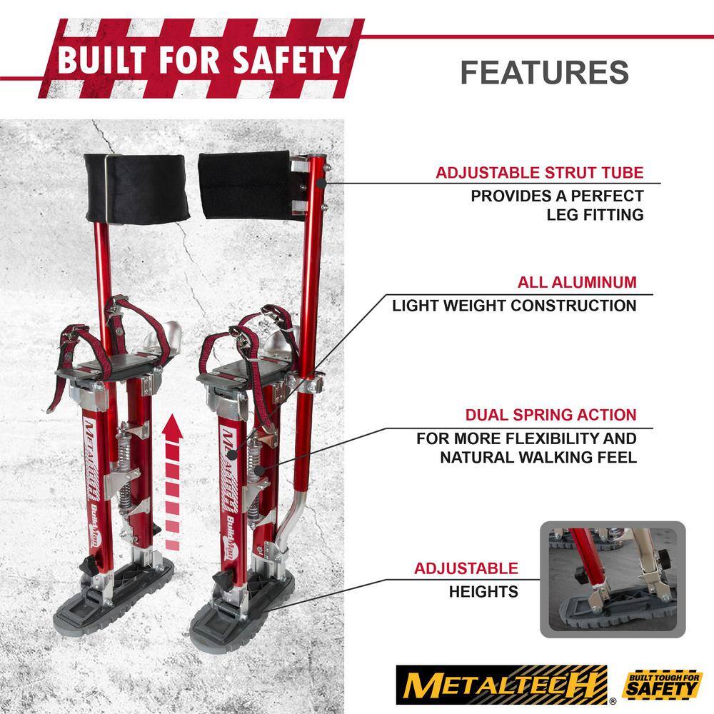 MetalTech Buildman 18 in. to 30 in. Aluminum Adjustable Self-Locking Drywall Stilts with Anti-Fatigue Straps, 225 lbs. Capacity MetalTech Buildman 18 in. to 30 in. Aluminum Adjustable Self-Locking Drywall Stilts with Anti-Fatigue Straps, 225 lbs. Capacity - Image 8