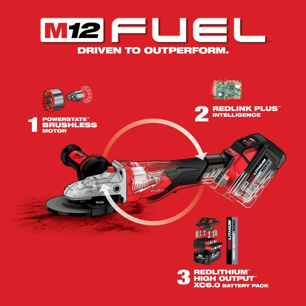 Milwaukee M18 FUEL 18V Lithium-Ion Brushless Cordless 5 in. Flathead Braking Grinder w/Paddle Switch No-Lock and Brushless Grinder Milwaukee M18 FUEL 18V Lithium-Ion Brushless Cordless 5 in. Flathead Braking Grinder w/Paddle Switch No-Lock and Brushless Grinder - Image 8