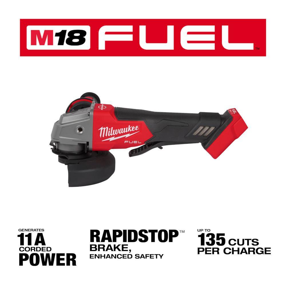 Milwaukee M18 FUEL 18V Lithium-Ion Brushless Cordless 5 in. Flathead Braking Grinder w/Paddle Switch No-Lock and Brushless Grinder Milwaukee M18 FUEL 18V Lithium-Ion Brushless Cordless 5 in. Flathead Braking Grinder w/Paddle Switch No-Lock and Brushless Grinder - Image 7