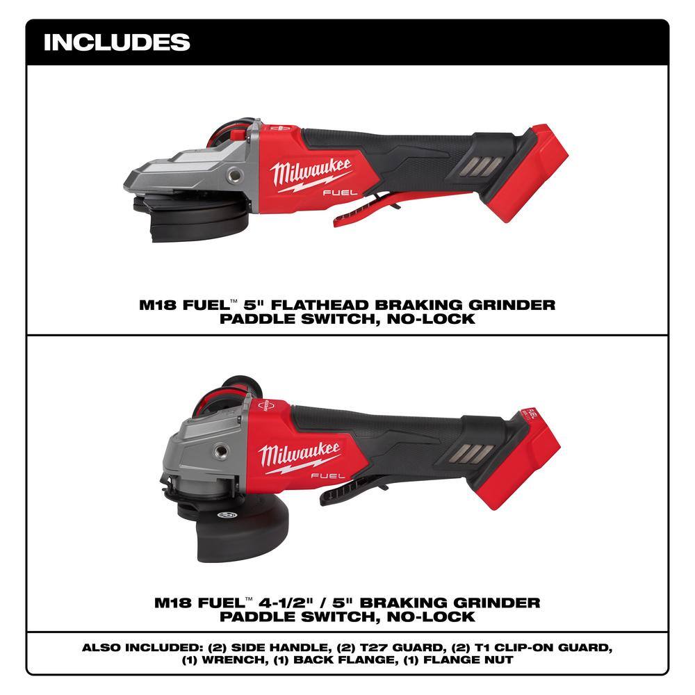 Milwaukee M18 FUEL 18V Lithium-Ion Brushless Cordless 5 in. Flathead Braking Grinder w/Paddle Switch No-Lock and Brushless Grinder Milwaukee M18 FUEL 18V Lithium-Ion Brushless Cordless 5 in. Flathead Braking Grinder w/Paddle Switch No-Lock and Brushless Grinder - Image 13