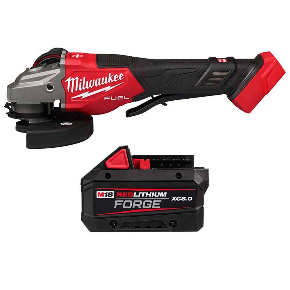 Milwaukee M18 FUEL 18-Volt Lith-Ion Brushless Cordless 4-1/2 in./6 in. Grinder with M18 REDLITHIUM FORGE XC 8.0 Ah Battery Milwaukee M18 FUEL 18-Volt Lith-Ion Brushless Cordless 4-1/2 in./6 in. Grinder with M18 REDLITHIUM FORGE XC 8.0 Ah Battery