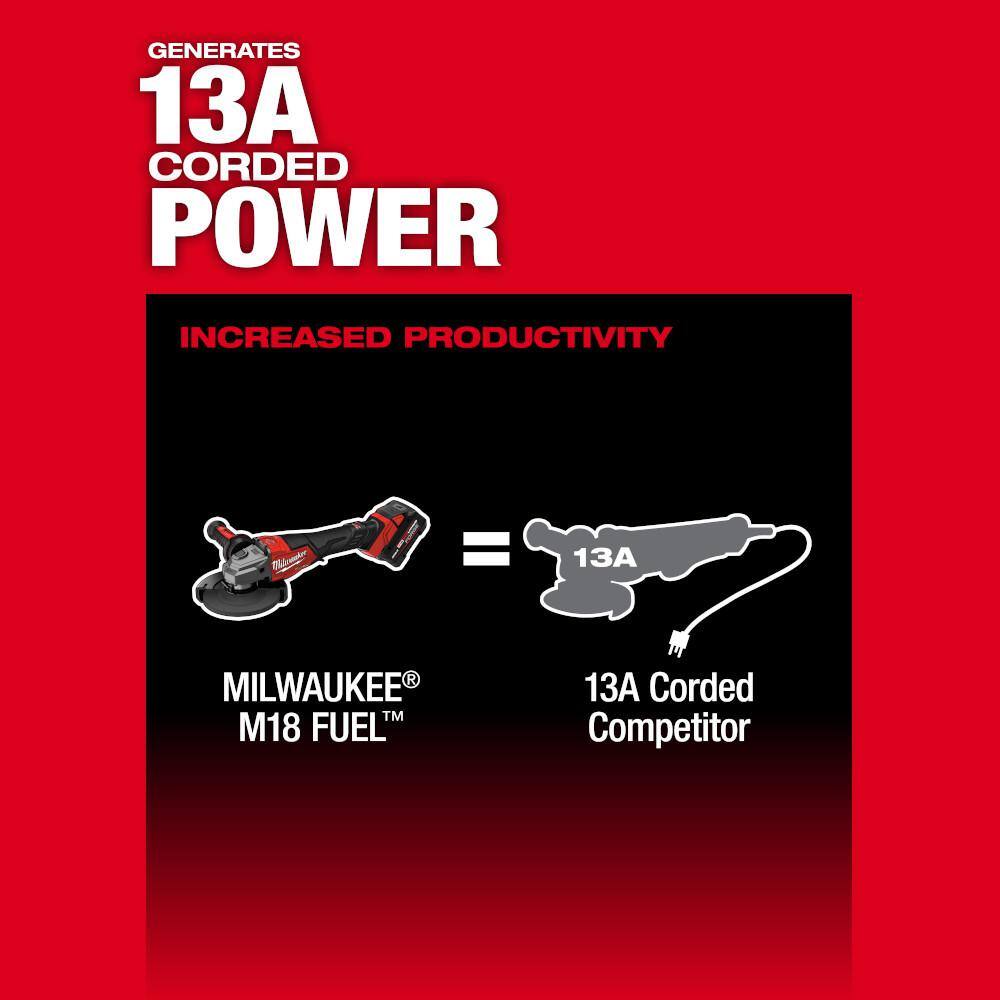 Milwaukee M18 FUEL 18-Volt Lith-Ion Brushless Cordless 4-1/2 in./6 in. Grinder with M18 REDLITHIUM FORGE XC 8.0 Ah Battery Milwaukee M18 FUEL 18-Volt Lith-Ion Brushless Cordless 4-1/2 in./6 in. Grinder with M18 REDLITHIUM FORGE XC 8.0 Ah Battery - Image 9