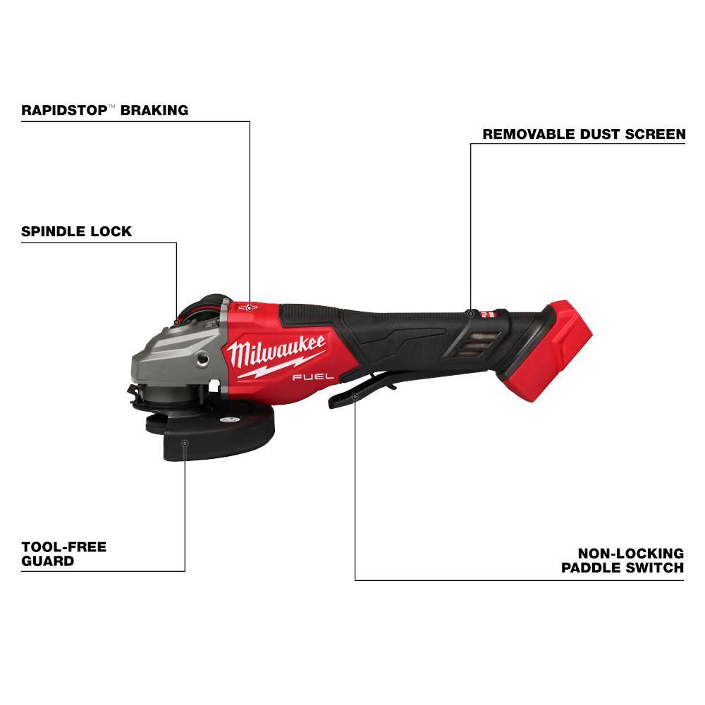 Milwaukee M18 FUEL 18-Volt Lith-Ion Brushless Cordless 4-1/2 in./6 in. Grinder with M18 REDLITHIUM FORGE XC 8.0 Ah Battery Milwaukee M18 FUEL 18-Volt Lith-Ion Brushless Cordless 4-1/2 in./6 in. Grinder with M18 REDLITHIUM FORGE XC 8.0 Ah Battery - Image 11