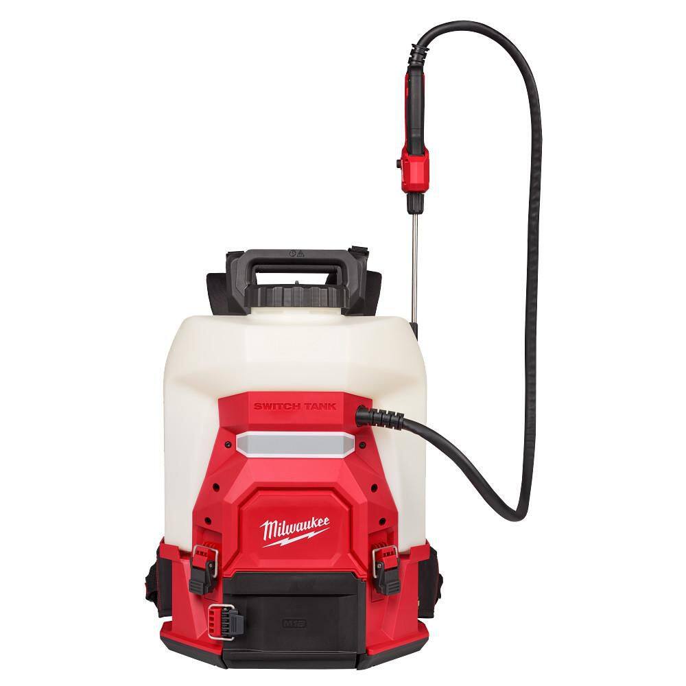 Milwaukee M18 18V 4 Gal. Cordless Battery Powered Backpack Pesticide Sprayer w/Switch Tank Interchangeable Capability (Tool-Only) Milwaukee M18 18V 4 Gal. Cordless Battery Powered Backpack Pesticide Sprayer w/Switch Tank Interchangeable Capability (Tool-Only)