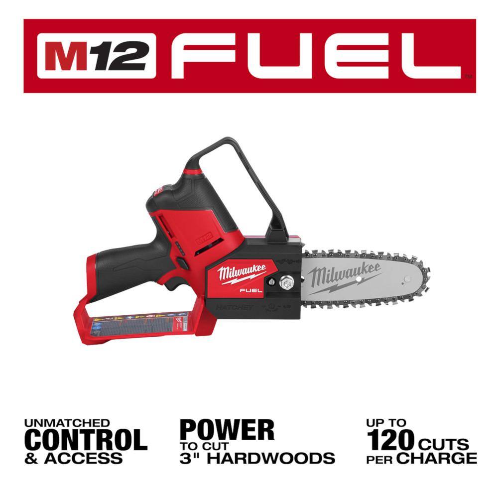 Milwaukee M12 FUEL 6 in. 12V Brushless Cordless Battery Powered Pruning Chainsaw HATCHET w/ M12 8 in. Hedge Trimmer Milwaukee M12 FUEL 6 in. 12V Brushless Cordless Battery Powered Pruning Chainsaw HATCHET w/ M12 8 in. Hedge Trimmer - Image 11