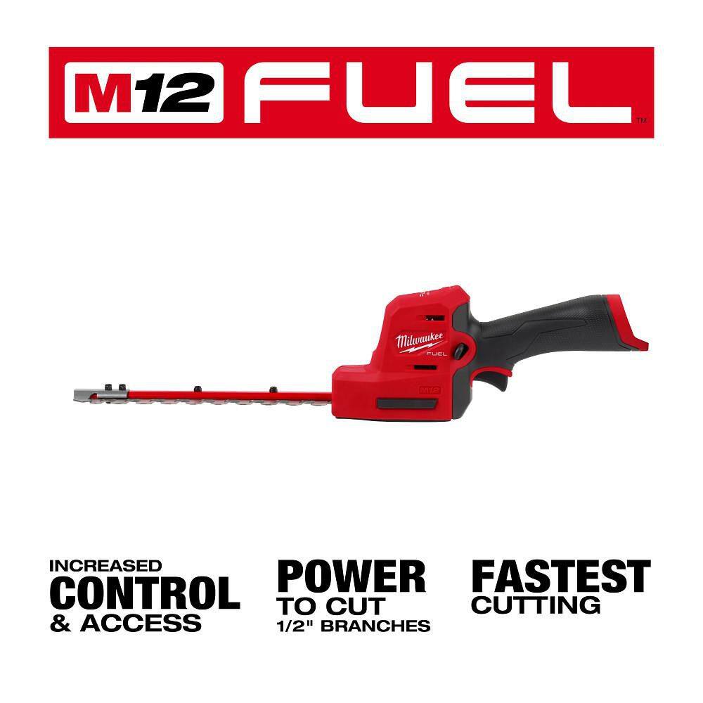 Milwaukee M12 FUEL 6 in. 12V Brushless Cordless Battery Powered Pruning Chainsaw HATCHET w/ M12 8 in. Hedge Trimmer Milwaukee M12 FUEL 6 in. 12V Brushless Cordless Battery Powered Pruning Chainsaw HATCHET w/ M12 8 in. Hedge Trimmer - Image 7