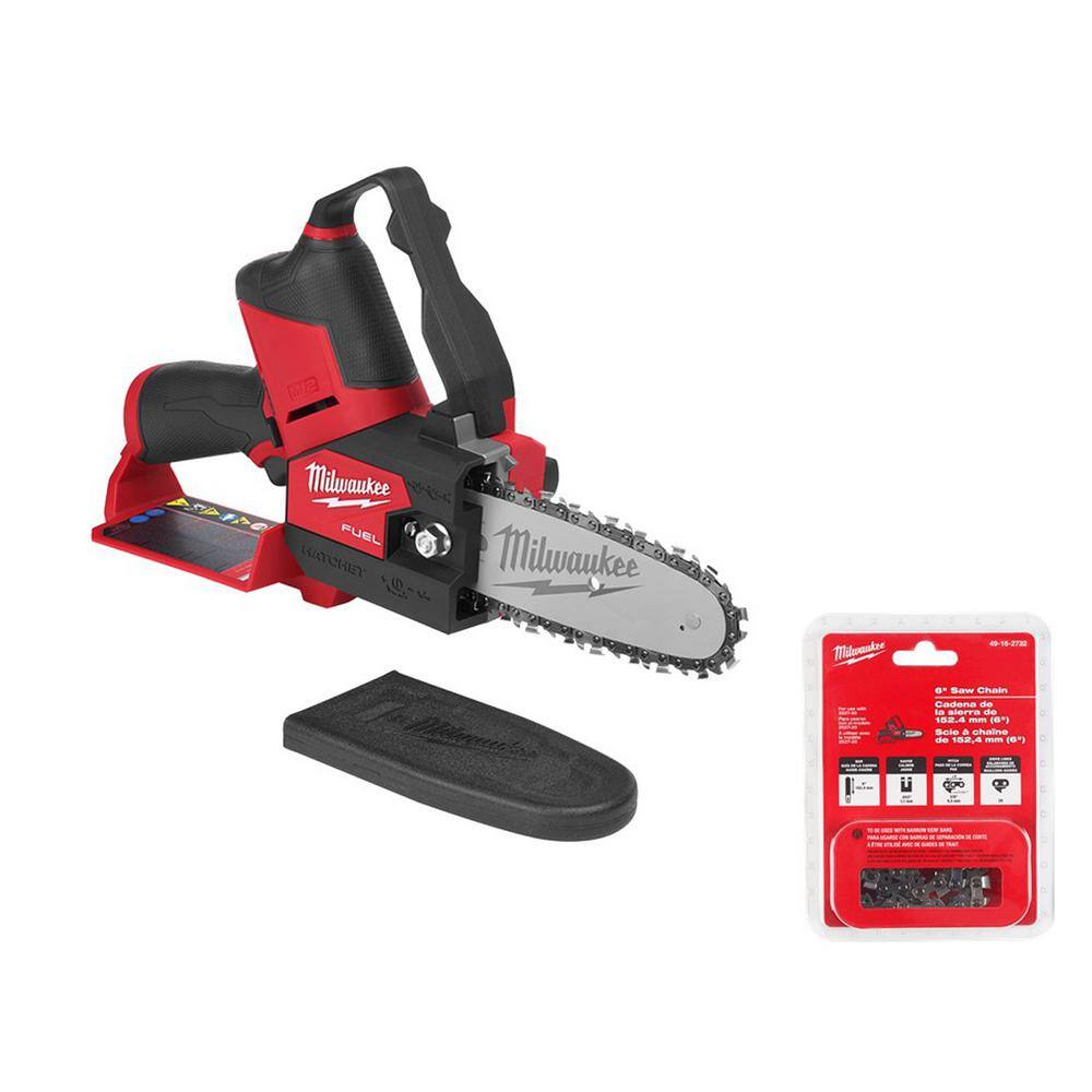 Milwaukee M12 FUEL 12V Lithium-Ion Brushless Battery 6 in. HATCHET Chainsaw (Tool-Only) with Extra 6 in. Chain Milwaukee M12 FUEL 12V Lithium-Ion Brushless Battery 6 in. HATCHET Chainsaw (Tool-Only) with Extra 6 in. Chain