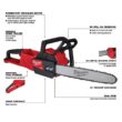 Milwaukee M18 FUEL 16 in. 18V Brushless Electric Battery Chainsaw (Tool-Only) with Extra 16 in. Chain & Tinted Safety Glasses