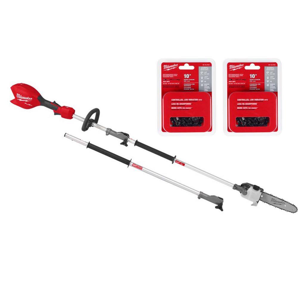 Milwaukee M18 FUEL 18V 10 in. Brushless Cordless Battery Powered Pole Saw with QUIK-LOK Attachment Capability & (2) Extra Chain Milwaukee M18 FUEL 18V 10 in. Brushless Cordless Battery Powered Pole Saw with QUIK-LOK Attachment Capability & (2) Extra Chain