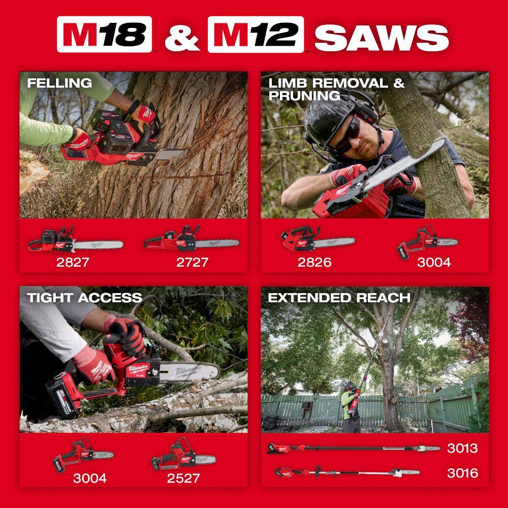 Milwaukee M18 FUEL 18V 10 in. Brushless Cordless Battery Powered Pole Saw with QUIK-LOK Attachment Capability & (2) Extra Chain Milwaukee M18 FUEL 18V 10 in. Brushless Cordless Battery Powered Pole Saw with QUIK-LOK Attachment Capability & (2) Extra Chain - Image 4