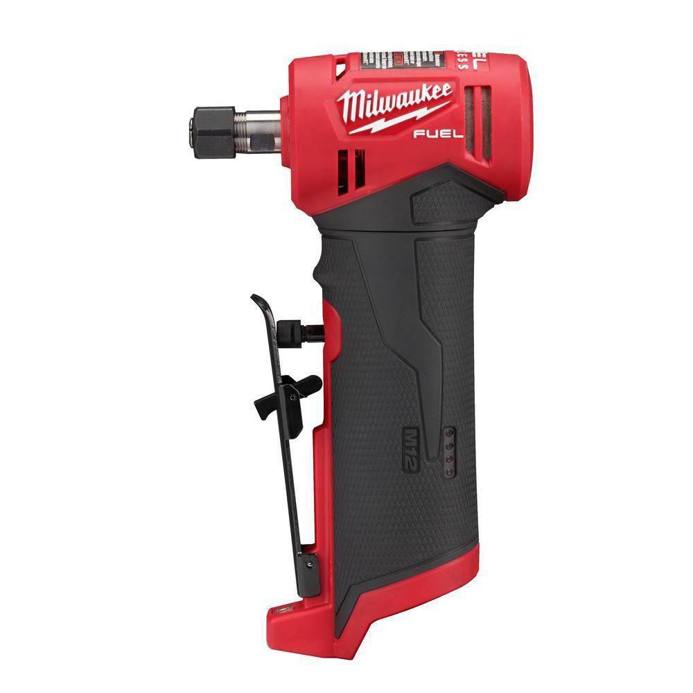 Milwaukee M12 FUEL 12V Lithium-Ion Brushless Cordless 1/4 in. Right Angle Die Grinder with XC Battery Pack 4.0 Ah and Starter Kit Milwaukee M12 FUEL 12V Lithium-Ion Brushless Cordless 1/4 in. Right Angle Die Grinder with XC Battery Pack 4.0 Ah and Starter Kit - Image 2