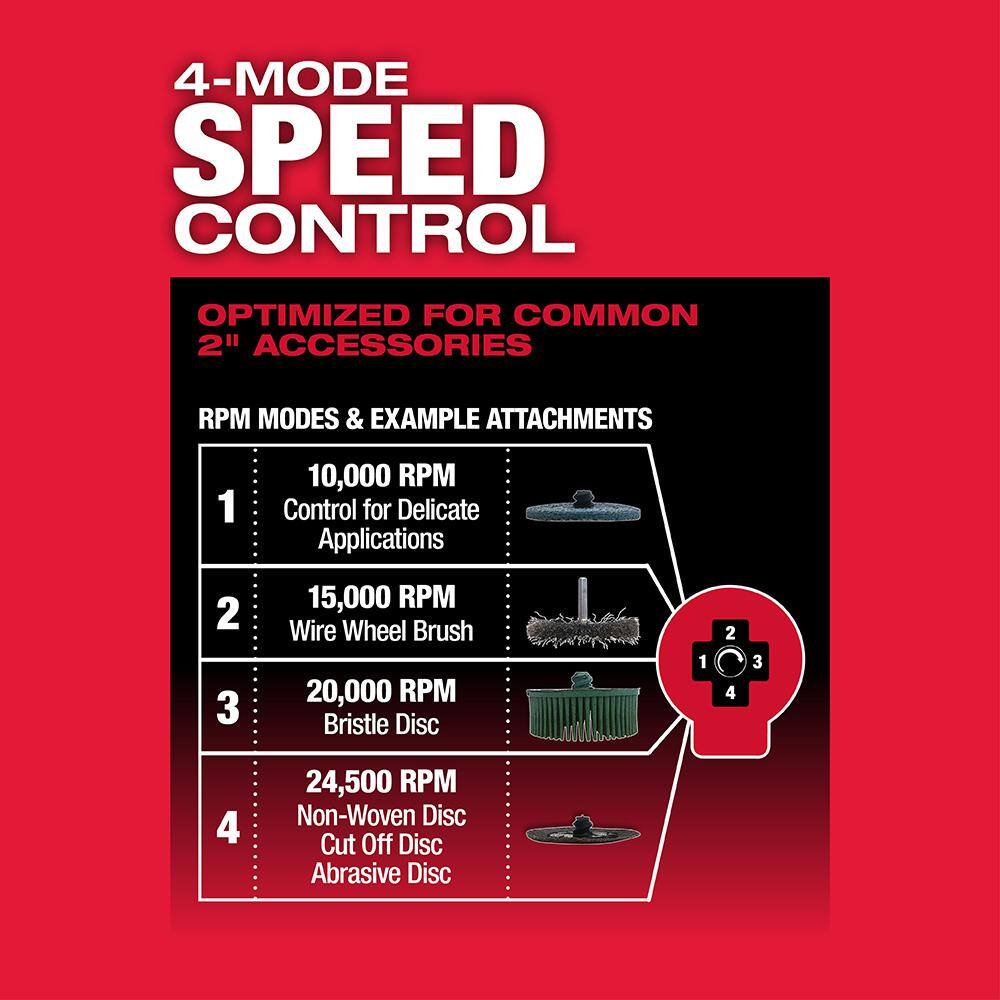 Milwaukee M12 FUEL 12V Lithium-Ion Brushless Cordless 1/4 in. Right Angle Die Grinder with XC Battery Pack 4.0 Ah and Starter Kit Milwaukee M12 FUEL 12V Lithium-Ion Brushless Cordless 1/4 in. Right Angle Die Grinder with XC Battery Pack 4.0 Ah and Starter Kit - Image 9