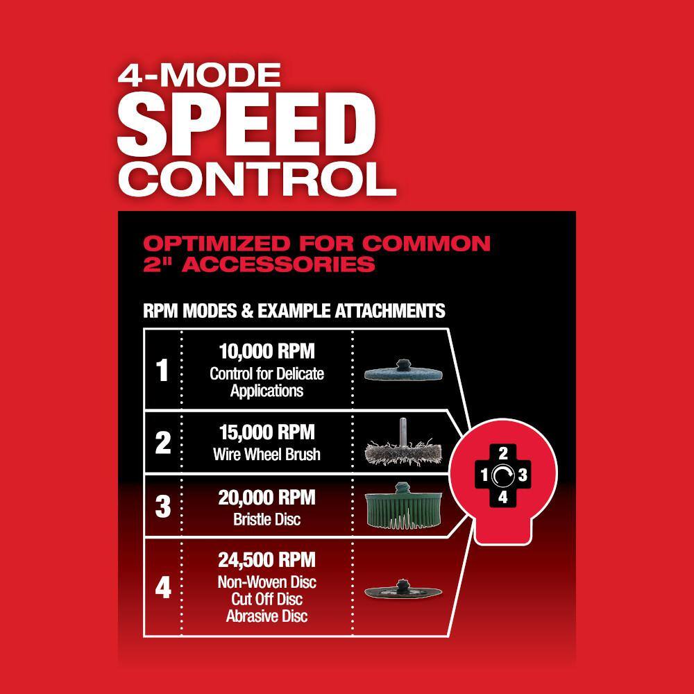 Milwaukee M12 FUEL 12V Lithium-Ion Brushless Cordless 1/4 in. Straight & Right Angle Die Grinder Kit with Battery & Charger Milwaukee M12 FUEL 12V Lithium-Ion Brushless Cordless 1/4 in. Straight & Right Angle Die Grinder Kit with Battery & Charger - Image 9