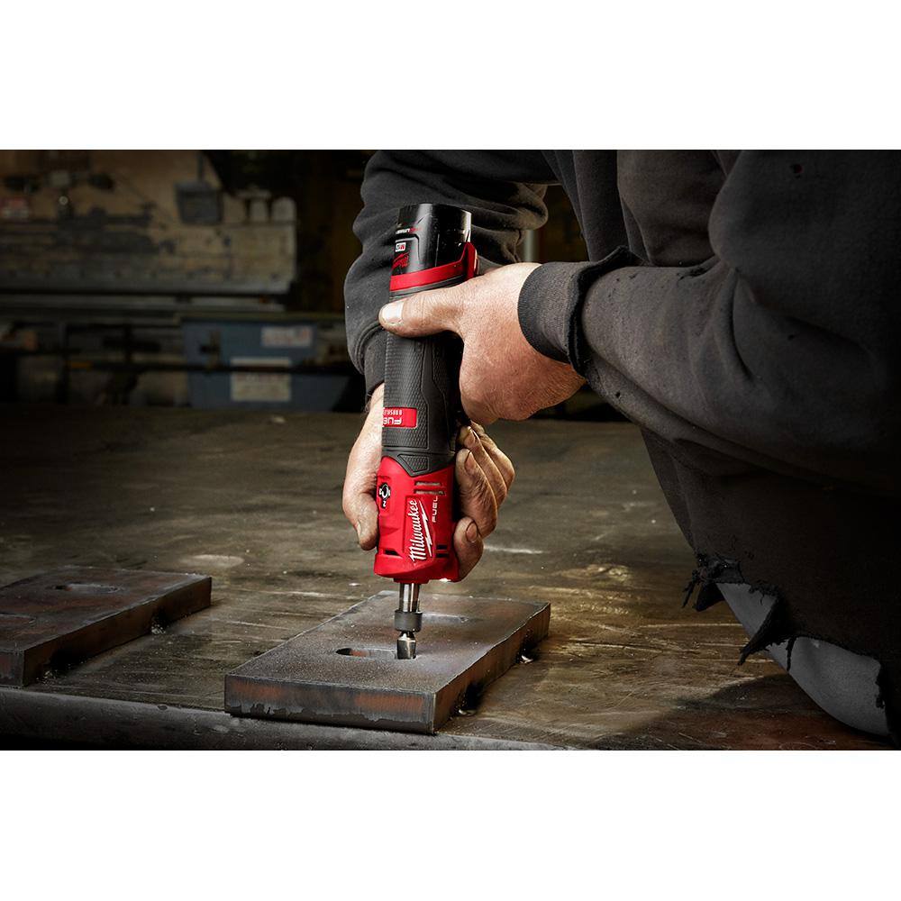 Milwaukee M12 FUEL 12V Lithium-Ion Brushless Cordless 1/4 in. Straight Die Grinder Kit with Two 2.0 Ah Batteries Milwaukee M12 FUEL 12V Lithium-Ion Brushless Cordless 1/4 in. Straight Die Grinder Kit with Two 2.0 Ah Batteries - Image 3