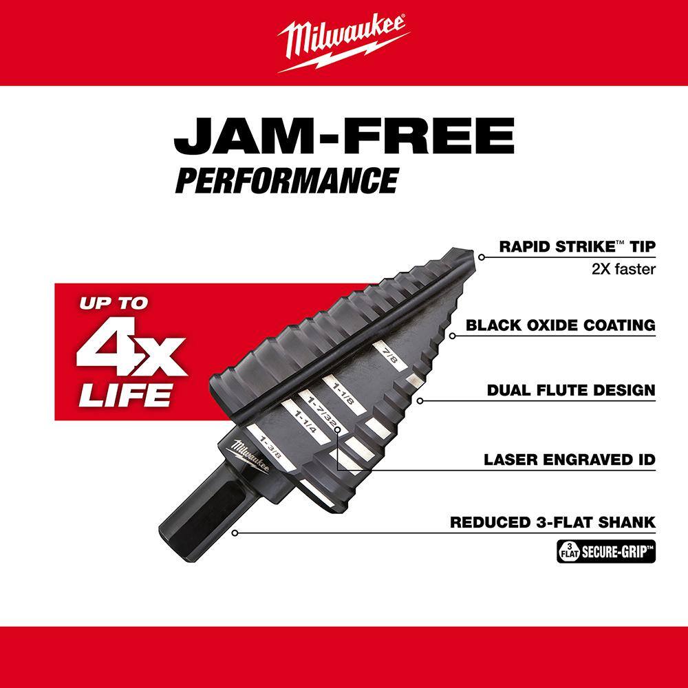 Milwaukee 48-89-9223 Black Oxide Step Drill Bit Set (4-Piece) Milwaukee 48-89-9223 Black Oxide Step Drill Bit Set (4-Piece) - Image 6