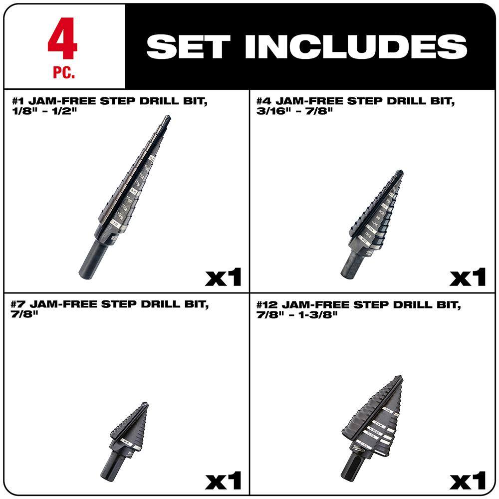 Milwaukee 48-89-9223 Black Oxide Step Drill Bit Set (4-Piece) Milwaukee 48-89-9223 Black Oxide Step Drill Bit Set (4-Piece) - Image 5
