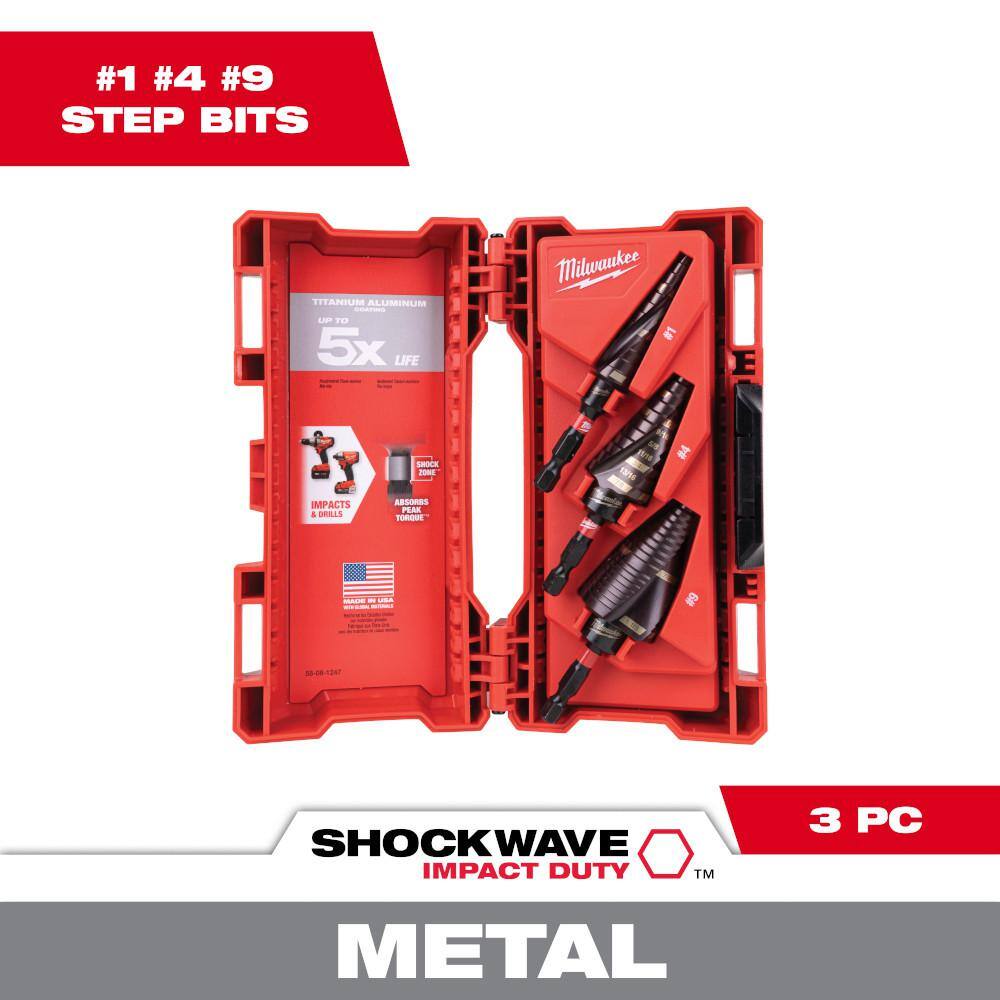 Milwaukee SHOCKWAVE Impact Duty Titanium Step Bit Kit (3-Piece) Milwaukee SHOCKWAVE Impact Duty Titanium Step Bit Kit (3-Piece) - Image 11