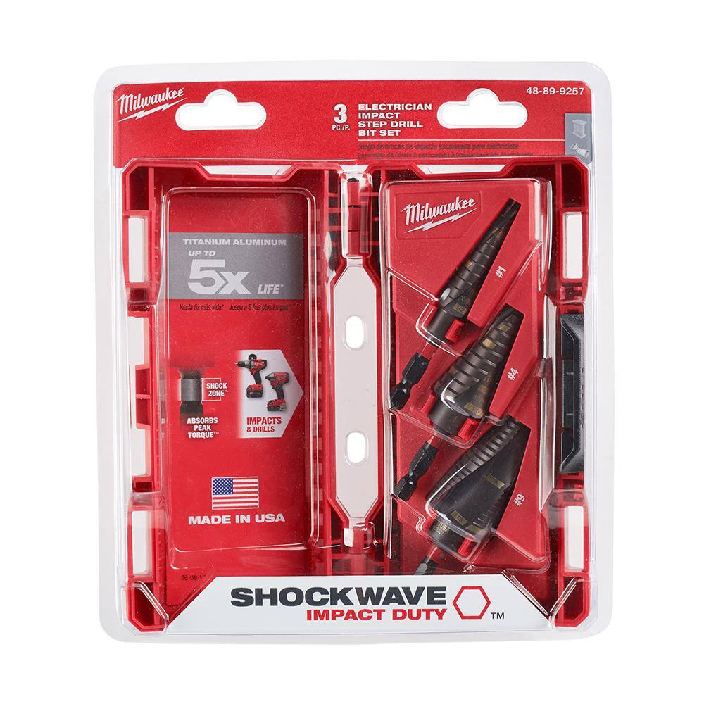 Milwaukee SHOCKWAVE Impact Duty Titanium Step Bit Kit (3-Piece) Milwaukee SHOCKWAVE Impact Duty Titanium Step Bit Kit (3-Piece) - Image 5