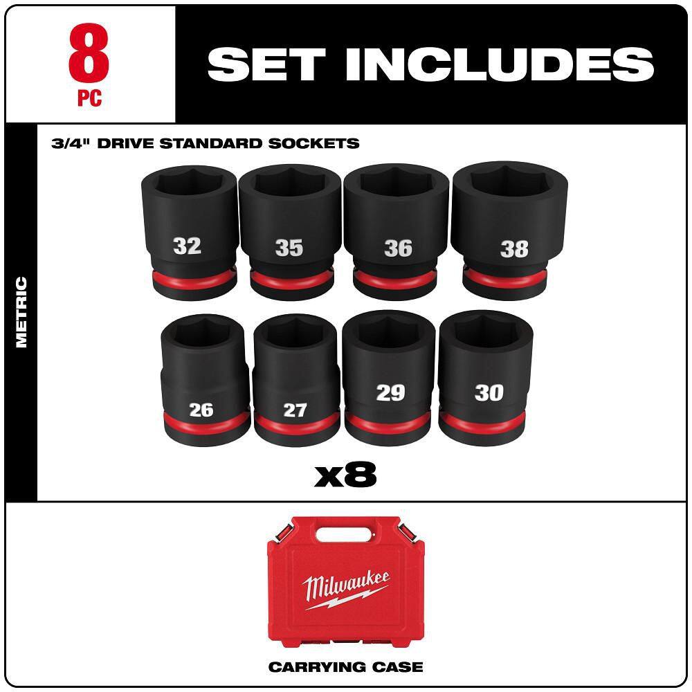 Milwaukee SHOCKWAVE 3/4 in. Drive Metric 6 Point Impact Socket Set (8-Piece) Milwaukee SHOCKWAVE 3/4 in. Drive Metric 6 Point Impact Socket Set (8-Piece) - Image 7