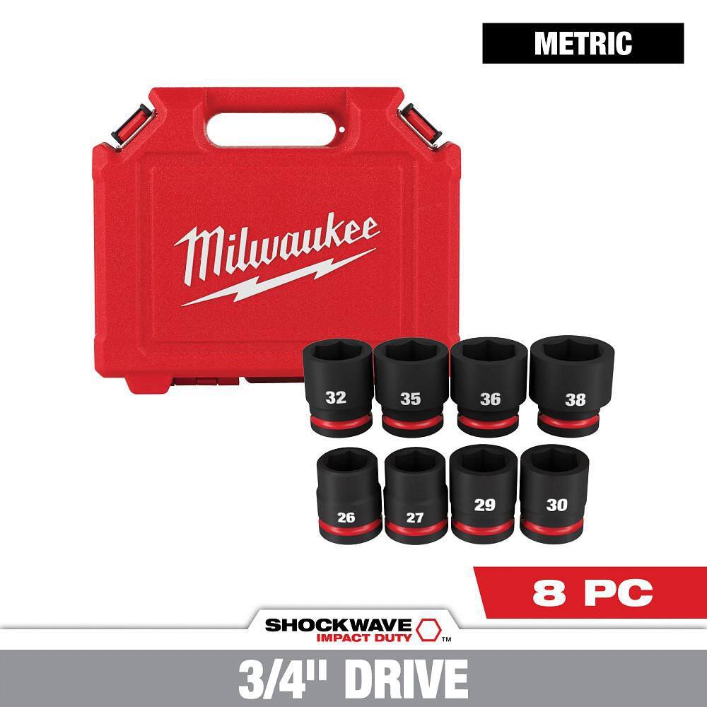 Milwaukee SHOCKWAVE 3/4 in. Drive Metric 6 Point Impact Socket Set (8-Piece) Milwaukee SHOCKWAVE 3/4 in. Drive Metric 6 Point Impact Socket Set (8-Piece) - Image 9