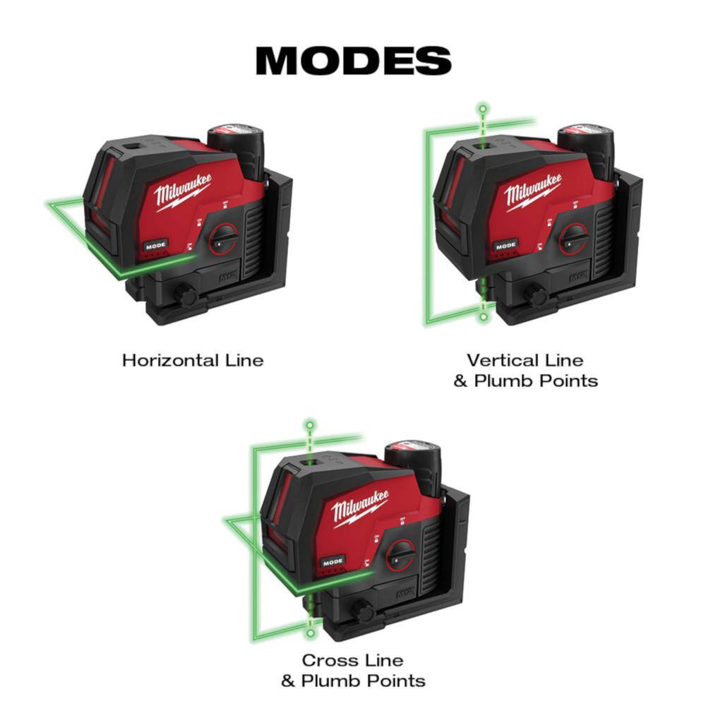 Milwaukee M12 12-Volt Lithium-Ion Cordless Green 125 ft. Cross Line and Plumb Points Laser Level Kit with 3.0 Ah Battery Milwaukee M12 12-Volt Lithium-Ion Cordless Green 125 ft. Cross Line and Plumb Points Laser Level Kit with 3.0 Ah Battery - Image 6