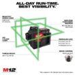Milwaukee M12 12-Volt Lithium-Ion Cordless Green 250 ft. 3-Plane Laser Level Kit with One 4.0 Ah Battery, Charger and Case