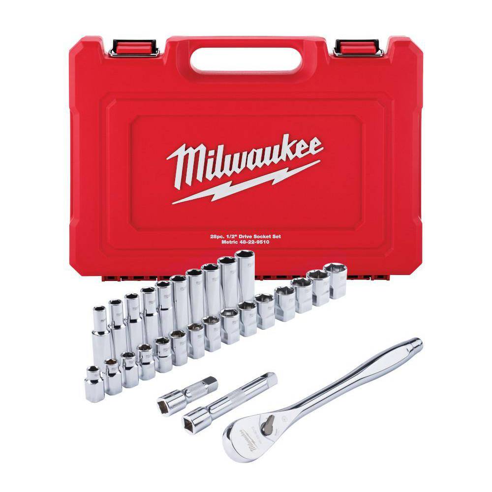 Milwaukee 1/2 in. Drive Metric Ratchet and Socket Mechanics Tool Set (28-Piece) Milwaukee 1/2 in. Drive Metric Ratchet and Socket Mechanics Tool Set (28-Piece)