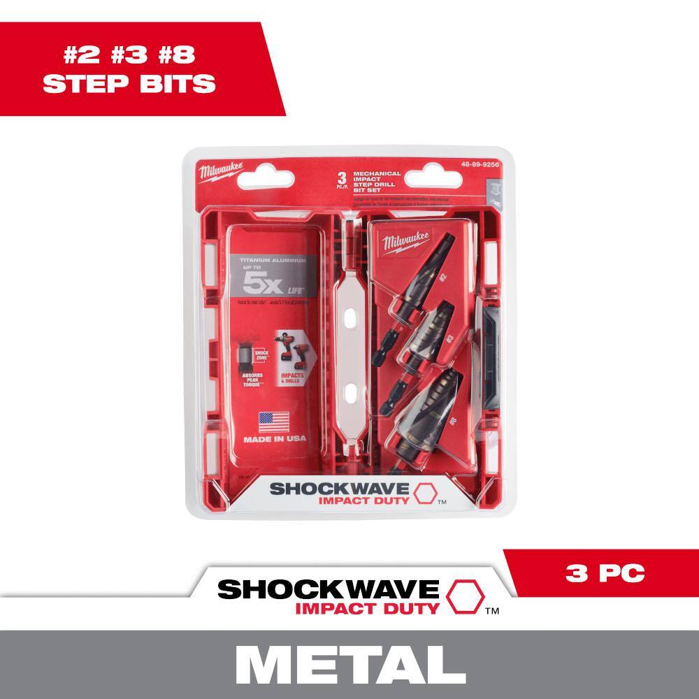 Milwaukee SHOCKWAVE Impact Duty Titanium Step Bit Kit (3-Piece) Milwaukee SHOCKWAVE Impact Duty Titanium Step Bit Kit (3-Piece) - Image 10