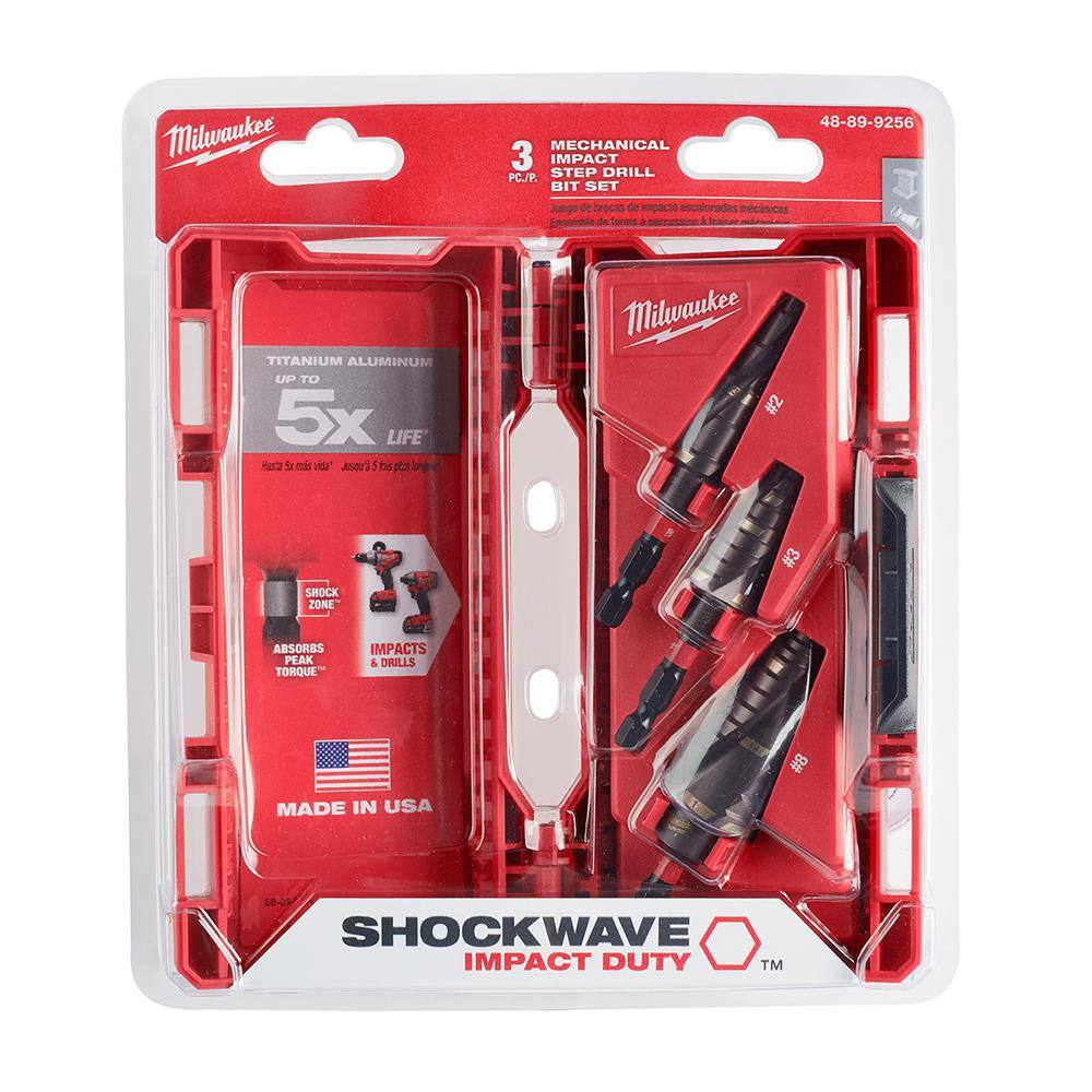 Milwaukee SHOCKWAVE Impact Duty Titanium Step Bit Kit (3-Piece) Milwaukee SHOCKWAVE Impact Duty Titanium Step Bit Kit (3-Piece)