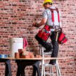 BUCKET BOSS 2-Bag Hybrid Suspension Rig Work Tool Belt with Suspenders in Red