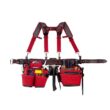 BUCKET BOSS 2-Bag Hybrid Suspension Rig Work Tool Belt with Suspenders in Red
