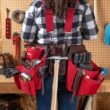 BUCKET BOSS 2-Bag Hybrid Suspension Rig Work Tool Belt with Suspenders in Red